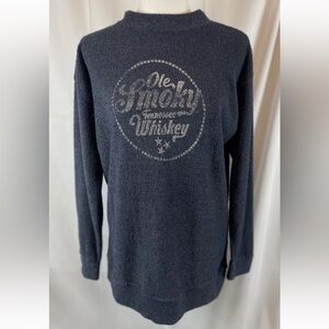 Ole Smoky Whiskey Long Sleeve Crewneck Nub Relaxed Fit Sweatshirt Navy Women’s S